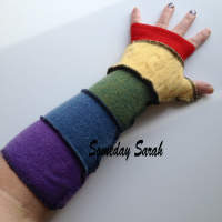 Rainbow Stripes Recycled Wool Arm Warmers