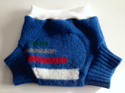 Seconds/ Sale -- 12-24 months -- Large Blue Recycled Wool Soaker with Wool Interlock