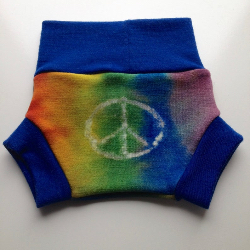 3-6+ months - Wool Diaper Cover - Hand dyed Rainbow Wool Interlock Diaper Soaker - Small