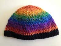 Rainbow and Black Crocheted Toddler Acrylic Hat