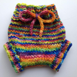 0-3+ months - Wool Diaper Cover - Hand dyed Rainbow Newborn- XSmall Baby Handknit Wool Soaker