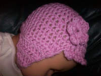 Newborn/Small Pink Wool Crochet Hat/Bonnet
