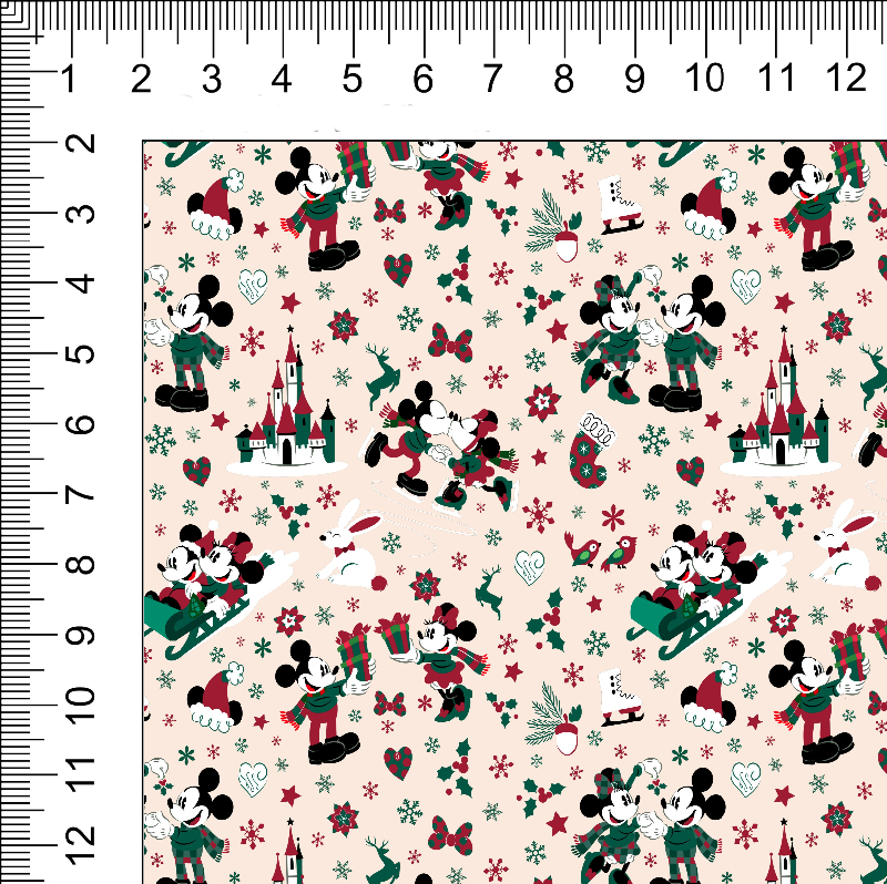 12" roll Pebbled Vinyl Small Cream Woodland Christmas Retail