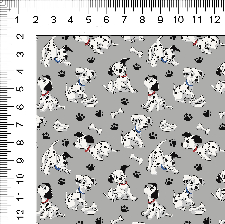 1yd cut R-57 101 Dogs Small Gray Cotton Lycra Retail