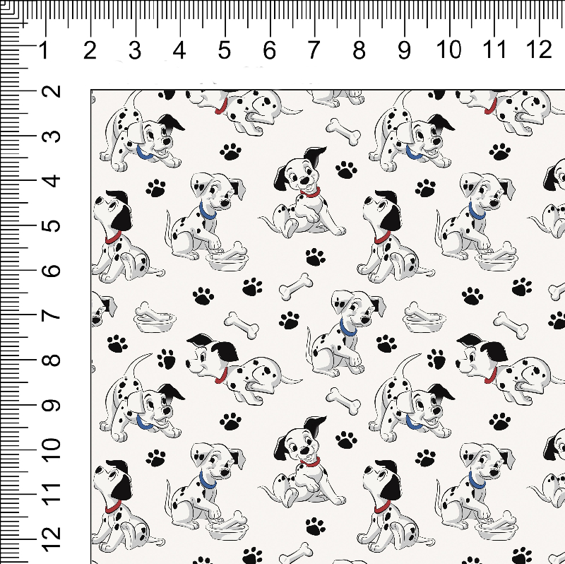1yd cut R-57 101 Dogs Small White Cotton Lycra Retail