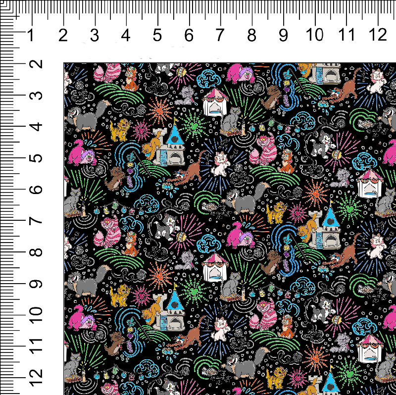 12" roll Pebbled Vinyl Mini Black Sketchy Cats Retail