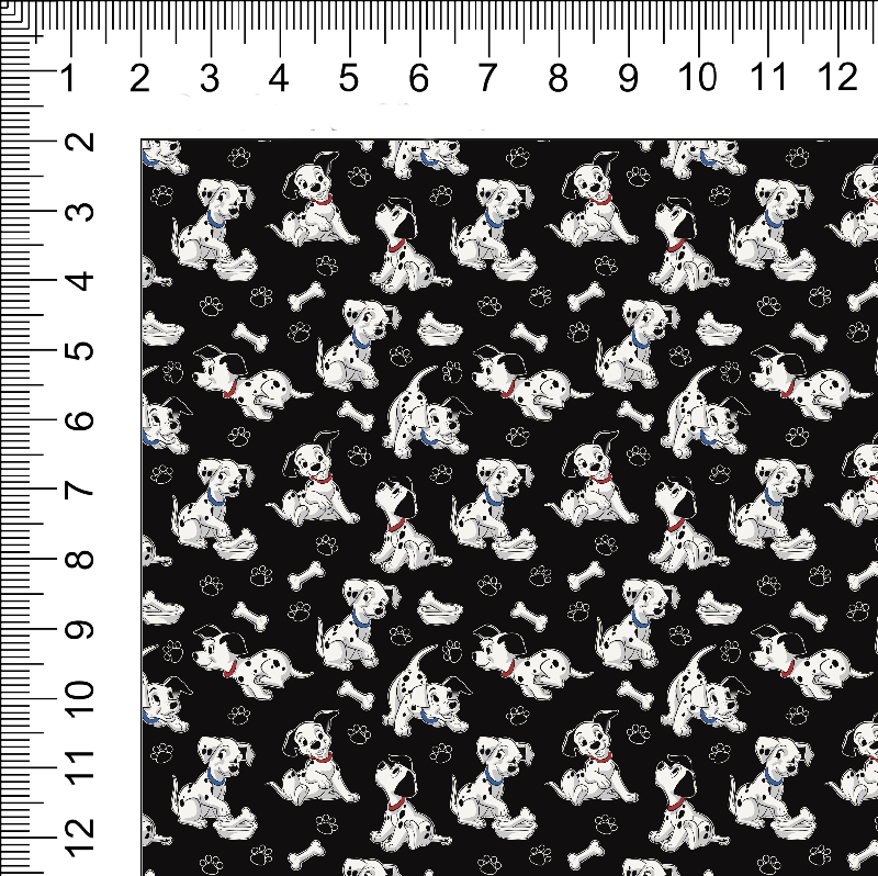 1yd cut R-57 101 Dogs Mini Black Woven Retail
