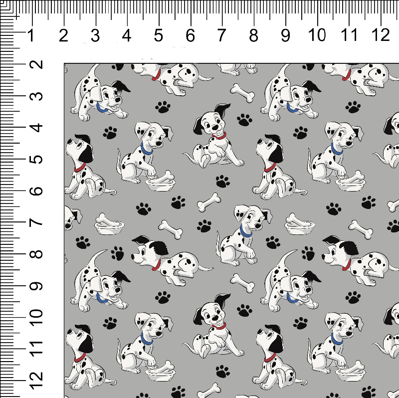 1yd cut R-57 101 Dogs Small Gray Woven Retail