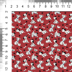 1yd cut R-57 101 Dogs Mini Red Woven Retail