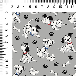 1yd cut R-57 101 Dogs Large Gray Woven Retail