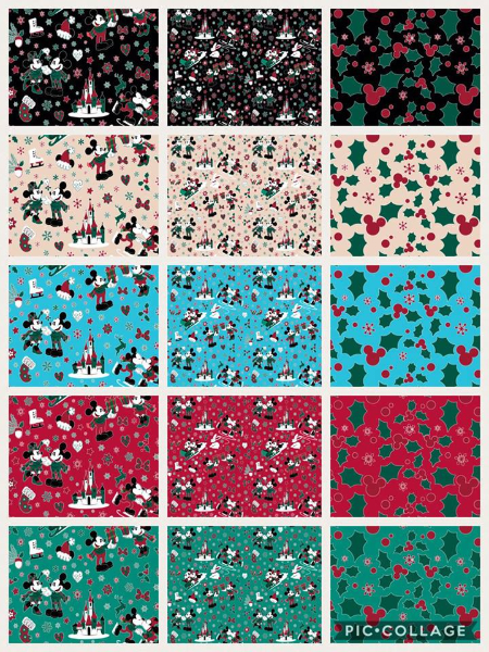 1yd Cut Magical Christmas Small Scale Black Cotton Lycra