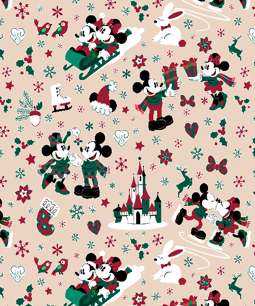 1yd Cut Magical Christmas Small Scale Black Cotton Lycra
