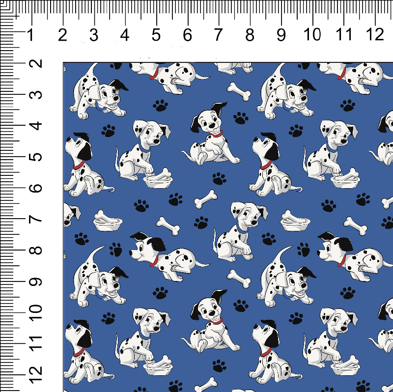 1yd cut R-57 101 Dogs Small Blue CL Retail