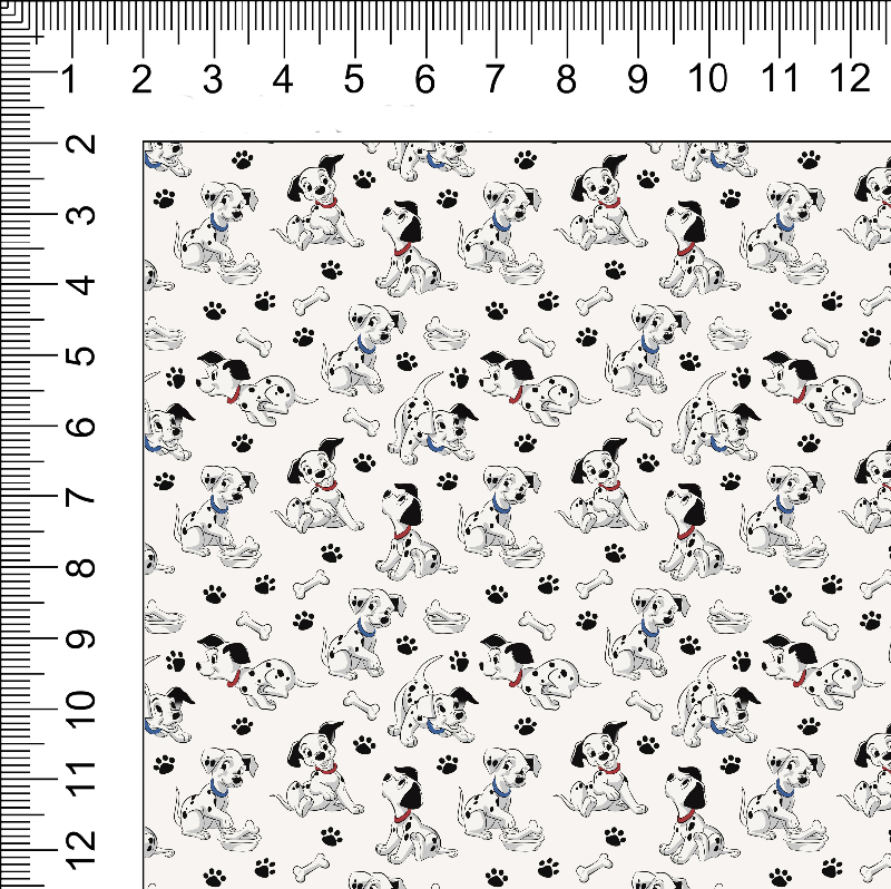 1yd cut R-57 101 Dogs Mini White Woven Retail