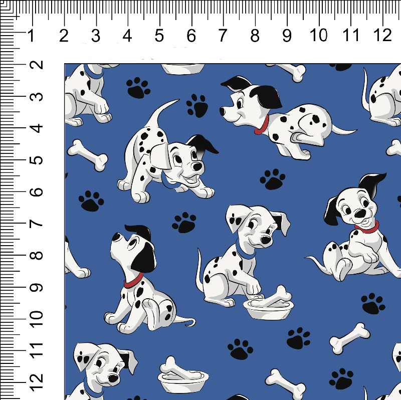 1yd cut R-57 101 Dogs Large Blue Woven Retail
