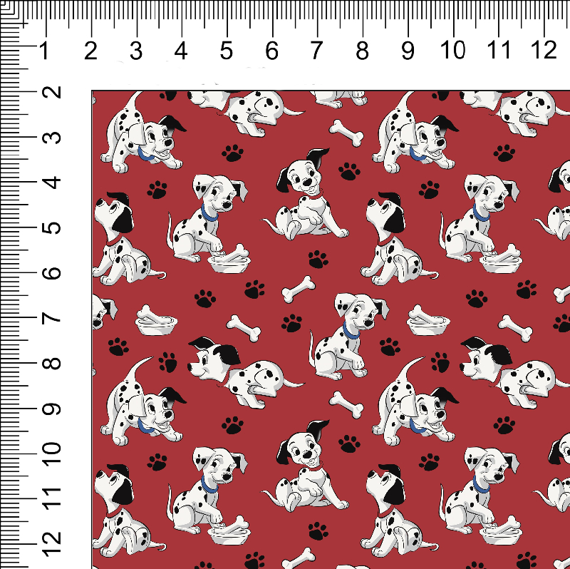 1yd cut R-57 101 Dogs Small Red Woven Retail