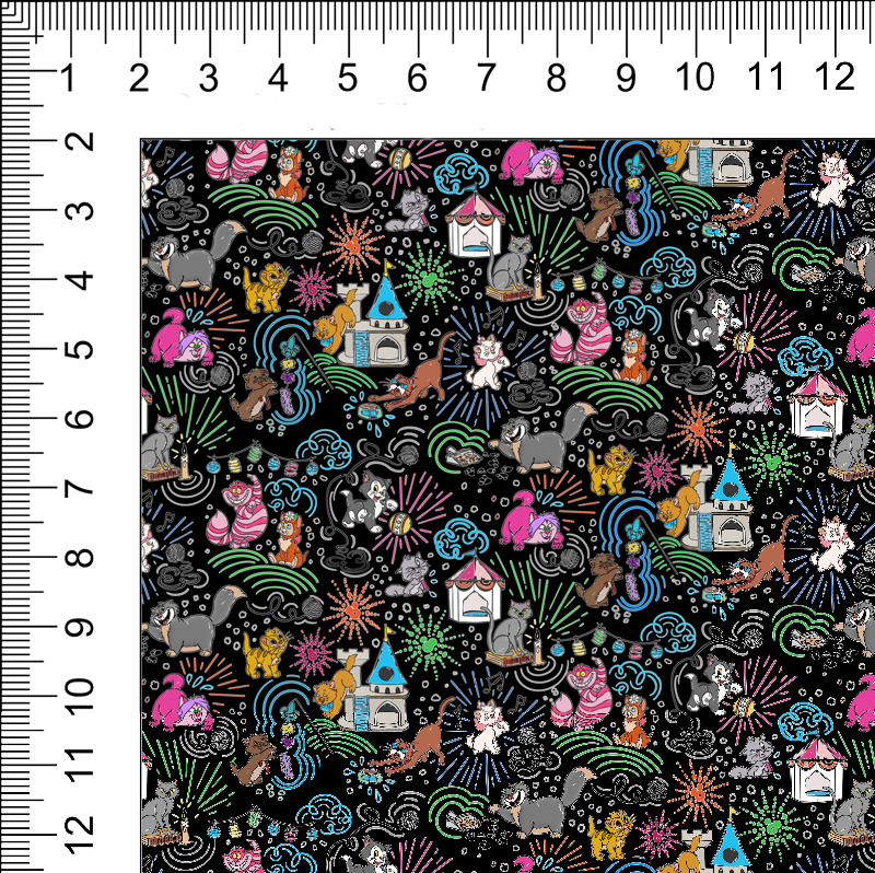 1yd cut Mini Black Sketchy Cats woven Retail