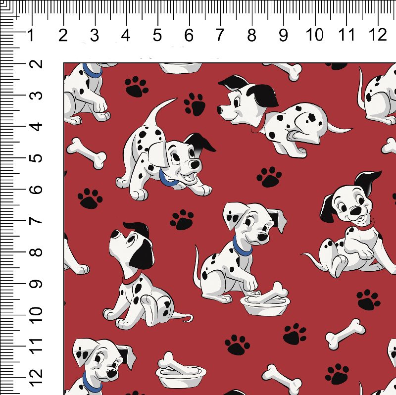 1yd cut R-57 101 Dogs Large Red Cotton Lycra Retail