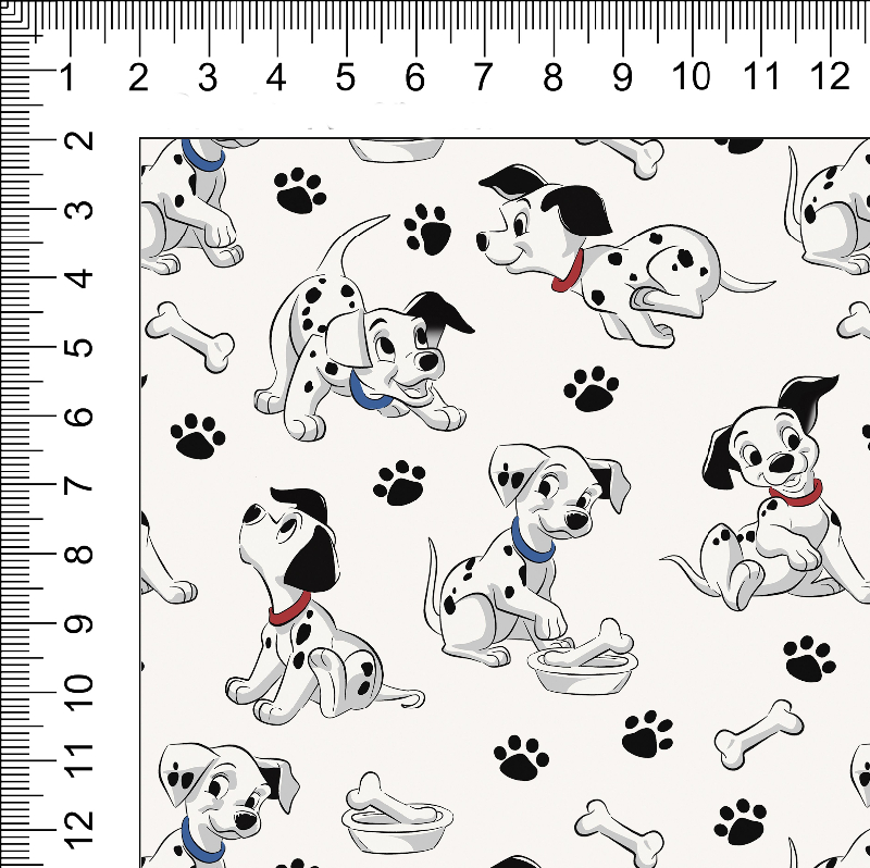 1yd cut R-57 101 Dogs Large White Woven Retail