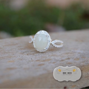 CZ Encrusted Breastmilk Stone Ring (enamored collection)