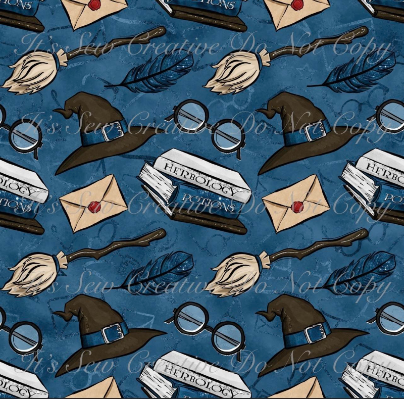 Blue Hats - Woven (1 yd cut)