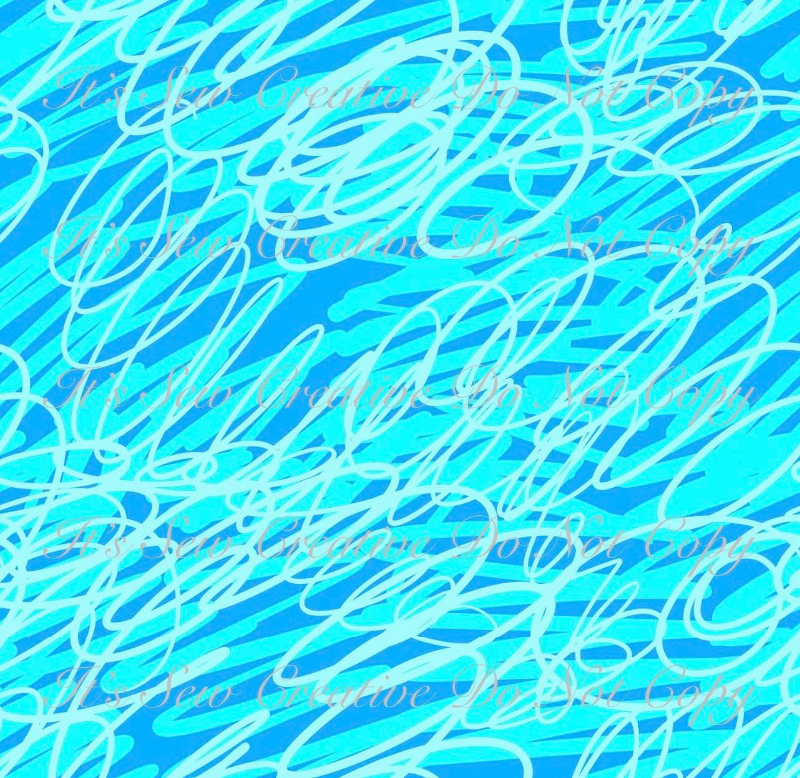 Here we go ~ Aqua Scribble - CL (1 yd cut)