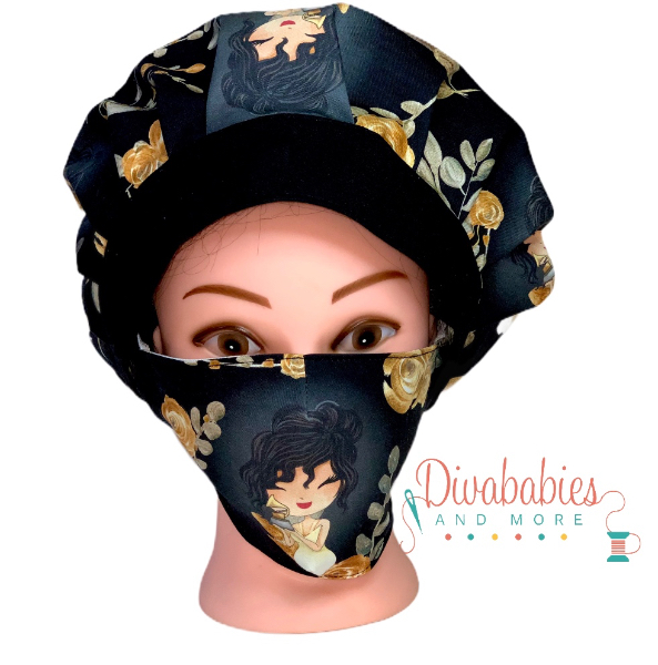 Custom Selena Bouffant Surgical Cap & Mask Set