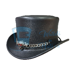 El Dorado Red Eye Skull Leather Top Hat