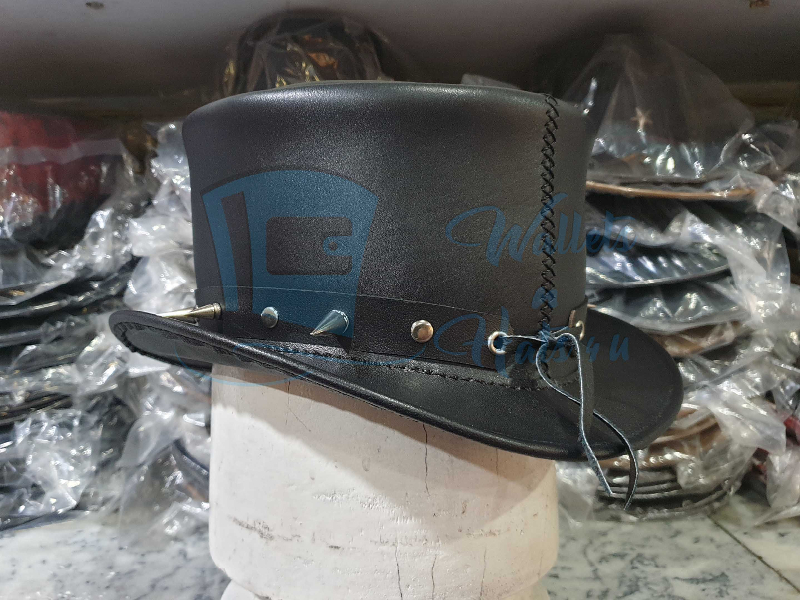 Cowboy Skull Leather Top Hat