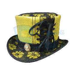 Havisham Black Crusty Band Leather Top Hat