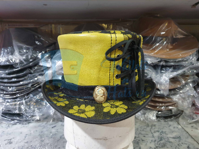 Havisham Black Crusty Band Leather Top Hat