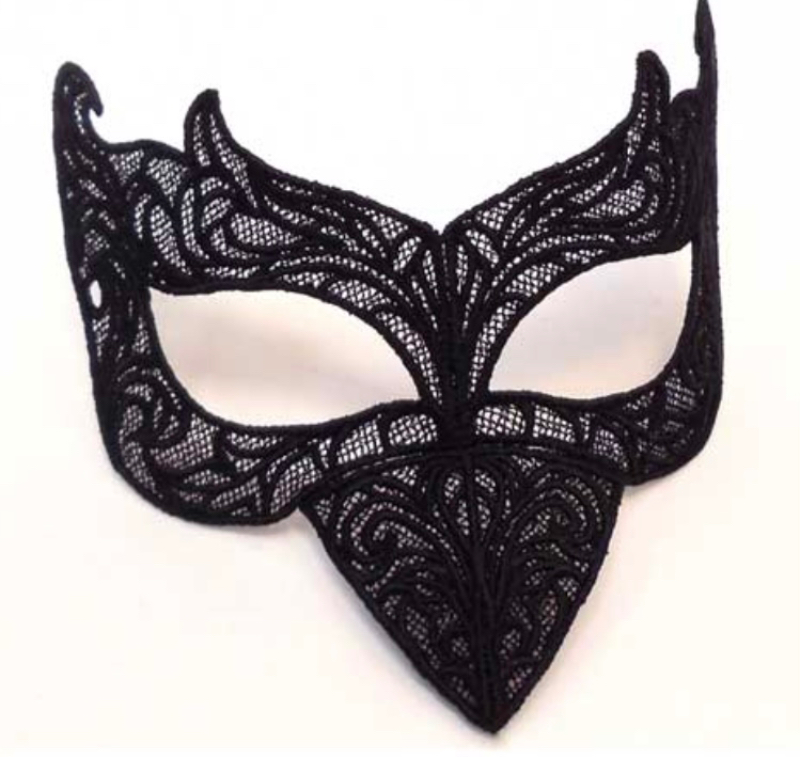 Embroidered Freestanding Lace Black Ravens Masquerade Mask