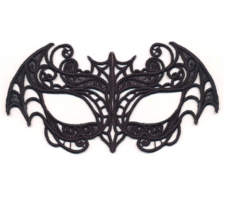 Embroidered Freestanding Lace Ornate Belle of the Ball Bat Masquerade Mask