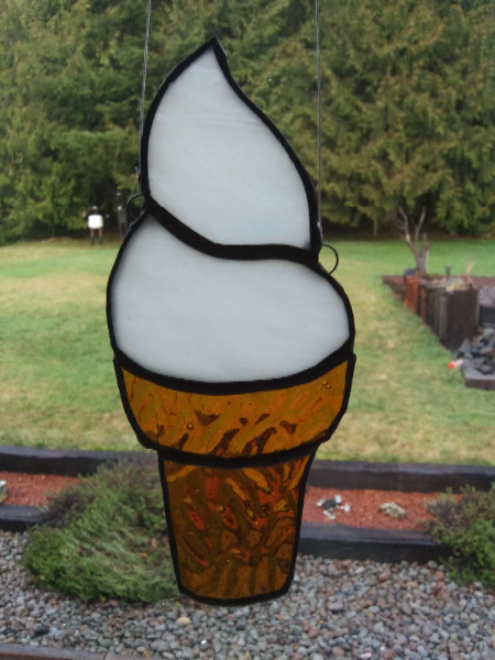 Ice Cream Cone Stained Glass Sun Catcher