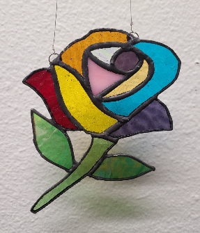 Multi Color Rose Stained Glass Sun Catcher