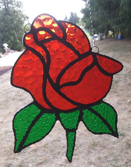 Red Rose Stained Glass Sun Catcher