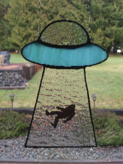 Stained Glass UFO w/Big Foot