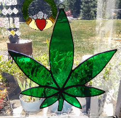 Stained Glass Marijuana Leaf