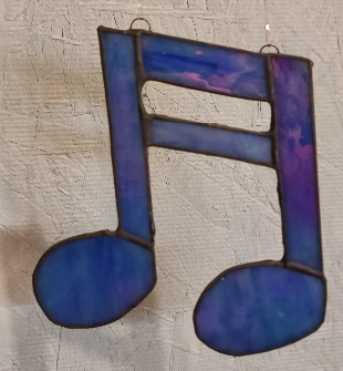 Blue Music Note Stained Glass Sun Catcher