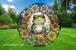 Frog with Flower Border 3D Wind Spinner