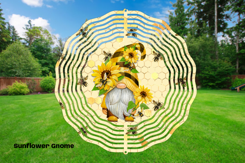 Sunflower Gnome 3D Wind Spinner