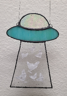 UFO w/Chickens Stained Glass