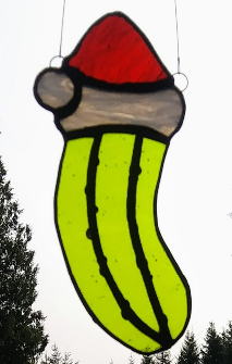 Christmas Pickle Stained Glass Sun Catcher