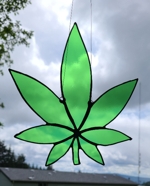 Marijuana Leaf Stained Glass