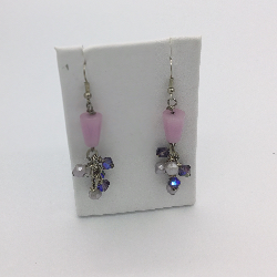 2 3/4” Handmade Cluster Lavender Jade Earrings