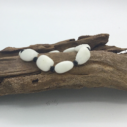 8” Handmade Snow Quartz with crystals stretch bracelet