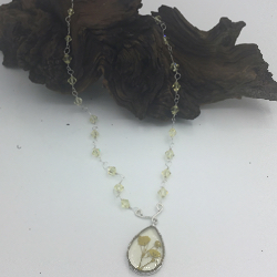 18” Necklace with Yellow Swarovski crystals with Resin teardrop focal