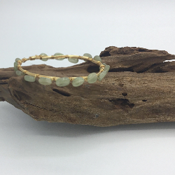 2 3/4” Handmade Prehnite Gold Bangle Bracelet