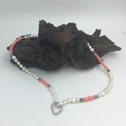 21” Freshwater Pearl and Coral Necklace