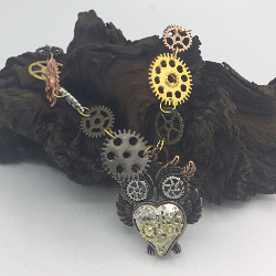 Steampunk Necklace with Owl Focal